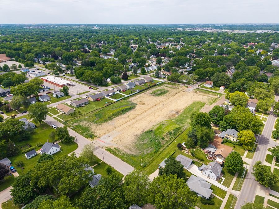 Aerial view of Denver Street lots