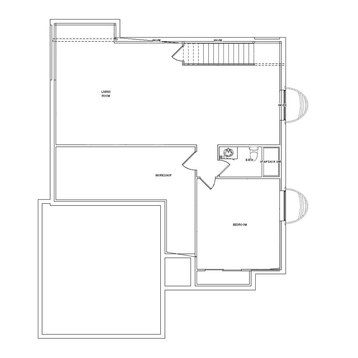 Cypress lower-level floor plan drawing